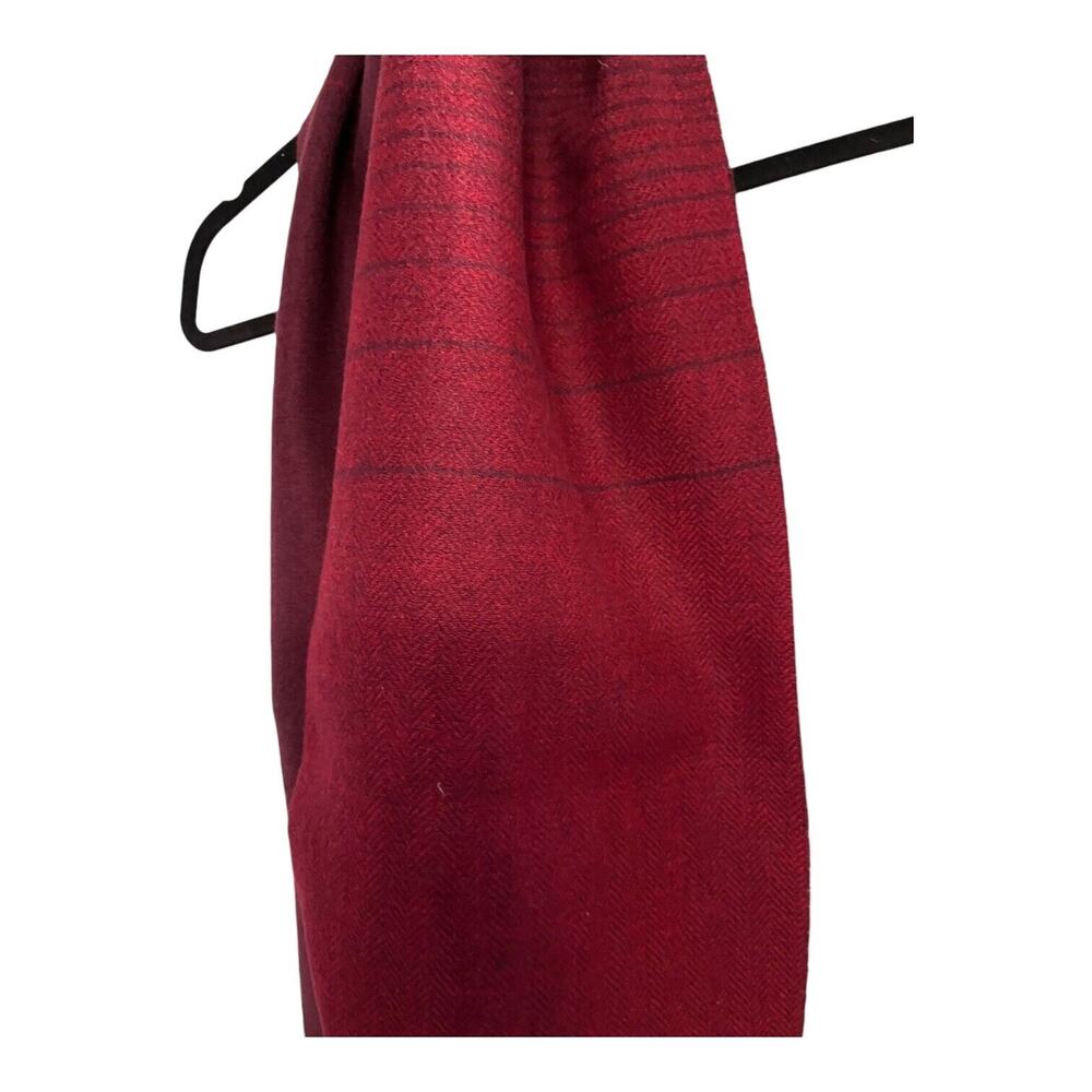 COMME CA ISM Muffler 12'x65' Scarf Fringed Wool Blend Burgundy Striped EUC Read‎
